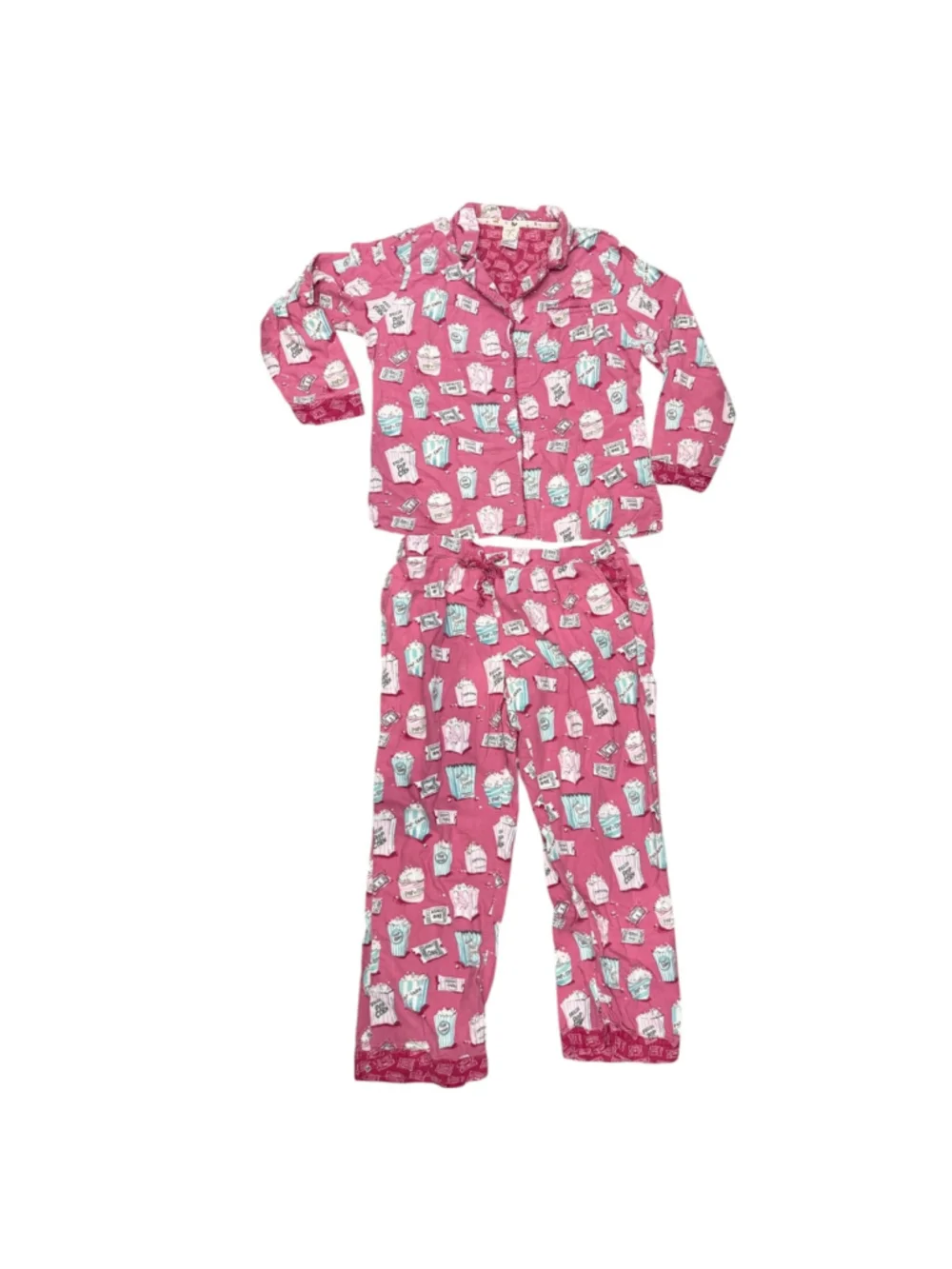 Munki Munki Women’s Popcorn Movie Night Pajama Set Pink Size Large